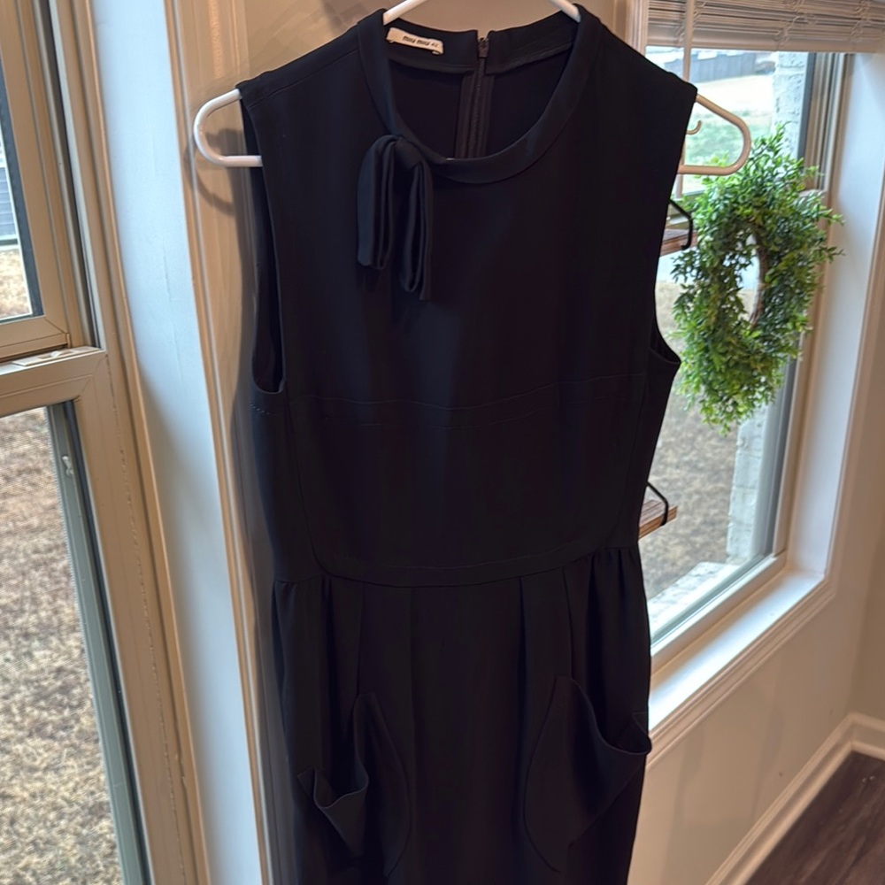 Miu Miu Black Sheath Dress Sleeveless Knee-Length Cocktail